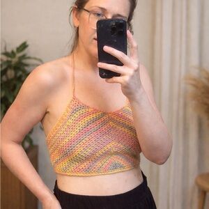 Colorful Crochet Halter Crop Top